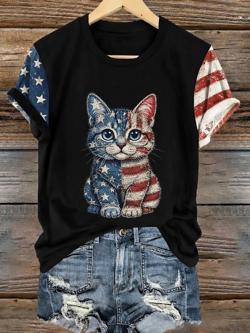 Women's 250 Years Of Freedom Flower Art Print T-shirt