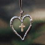 Vintage Cross Heart Pendant Necklace