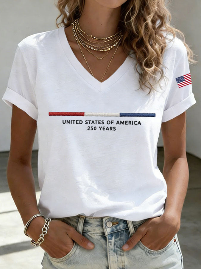 Women'S America Flag Print Casual T-Shirt