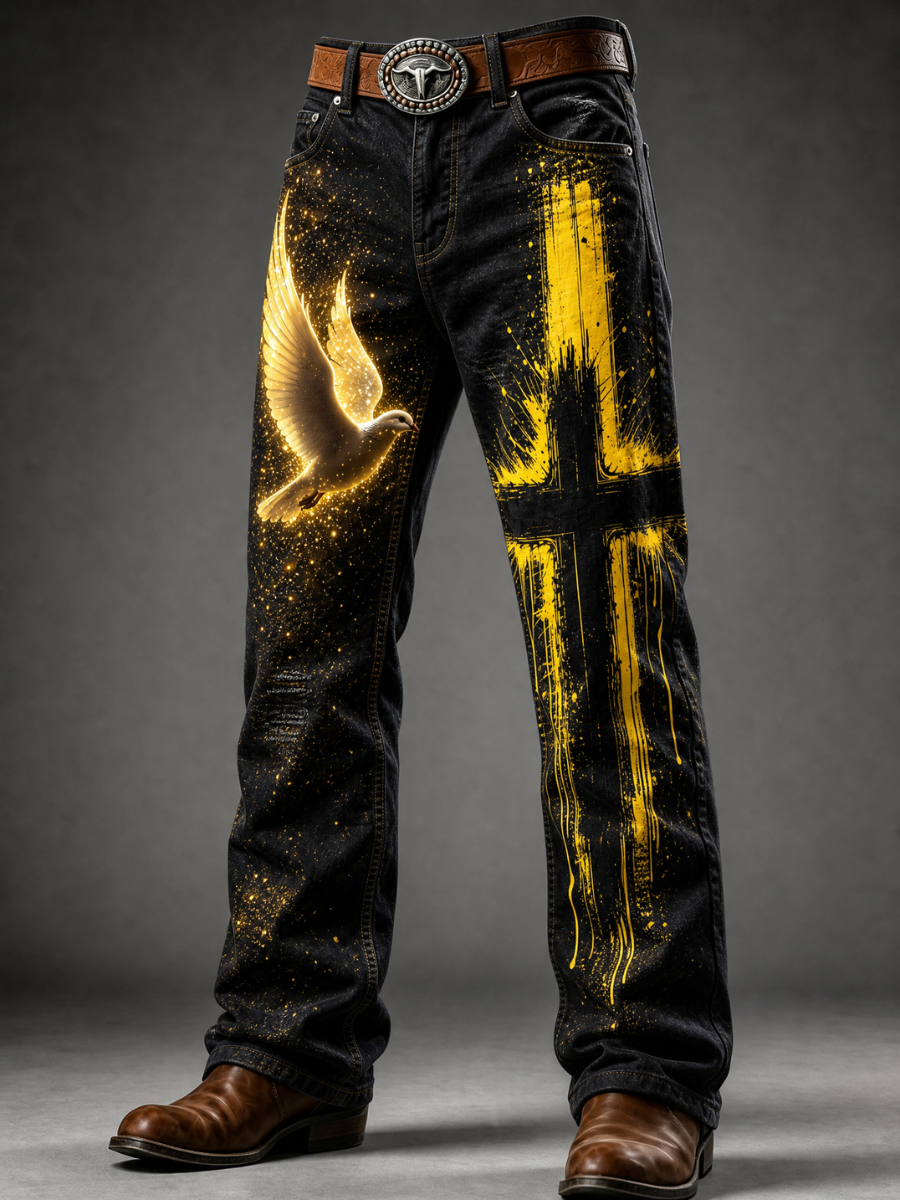 Men's Faith Printed Casual Jeans