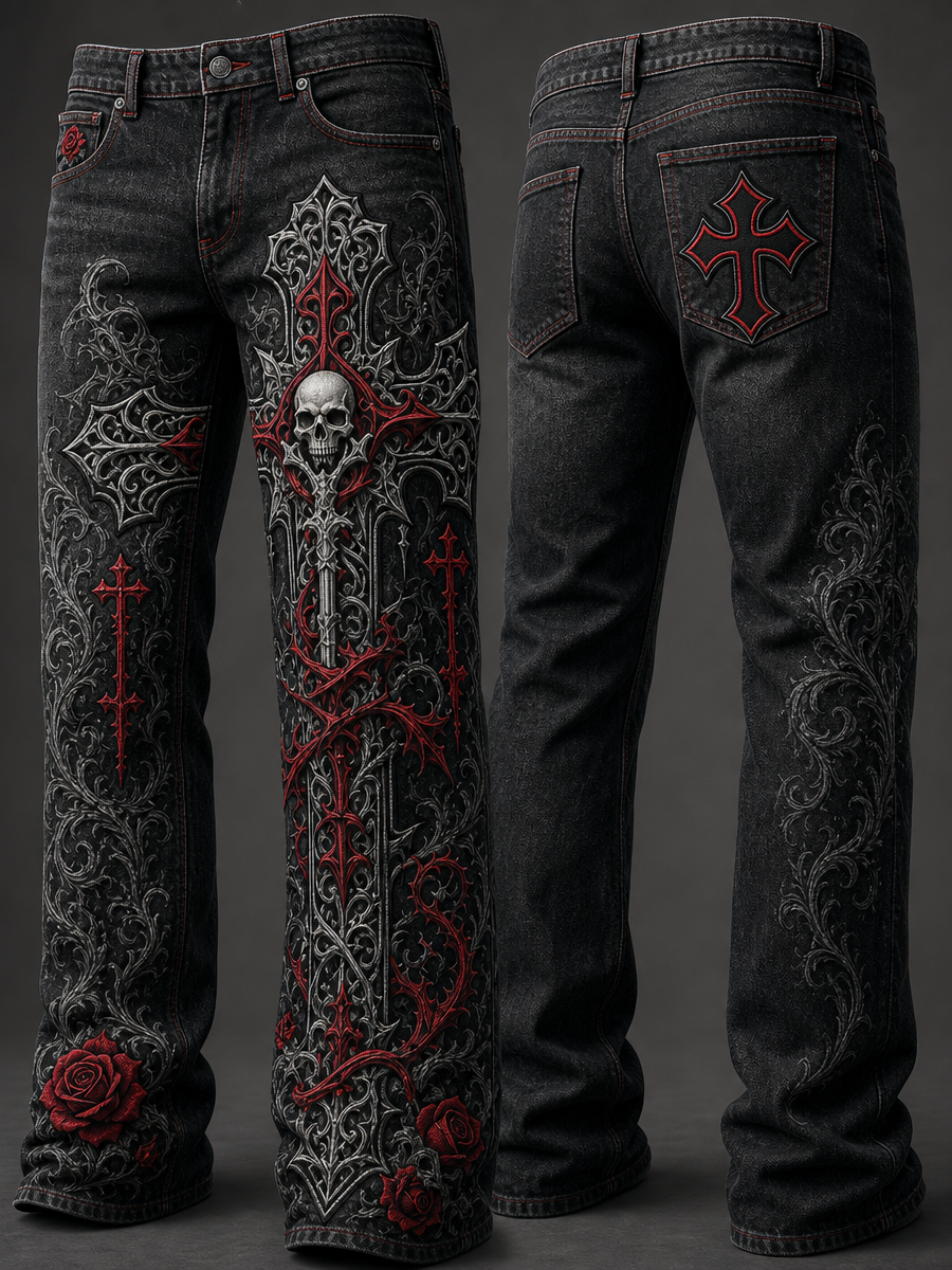 Men's Faith Printed Casual Jeans
