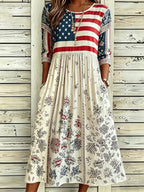 Women'S Flag Floral Print Dress
