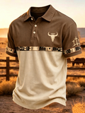 Men'S Western Cross Print Polo Shirt