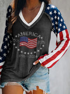 Ladies' Leisure 250Th Anniversary Celebration V-Neck Long Sleeved T-Shirt