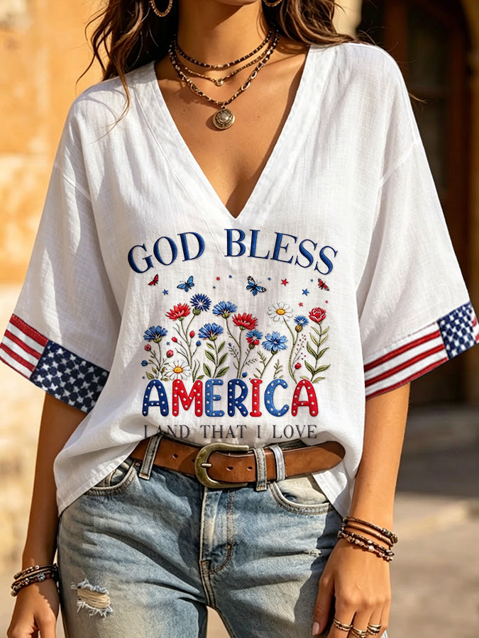 Women'S Retro Independence Day Flower Flag