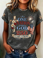 Women'S  America Flag Printed Casual T-Shirt