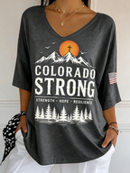 Colorado Strong Sunset Mountain Cross American Flag Gradient Top