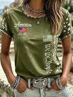 Women's USA Printed Casual T-shirt