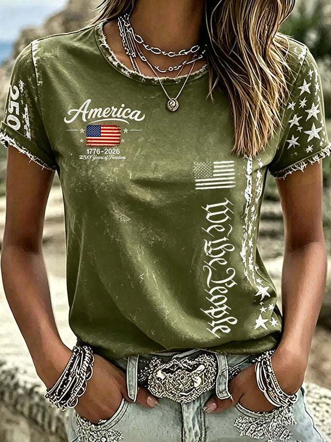 Women's USA Printed Casual T-shirt