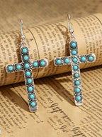 Female Turquoise Cross Earrings