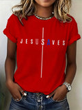 Women'S Jesus Saves Printed Casual T-Shirt