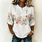 Women'S Retro Faith Flower Art Cotton And Hemp Printing Design Casual T-Shirt