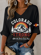 Women'S Colorado Strong After The Storm Comes Hope Rainbow Mountain Colorado Top