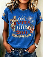 Women'S  America Flag Printed Casual T-Shirt