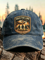 Retro“HOLD THE LINE” Print Baseball Cap
