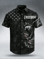 Men'S Casual 250Th Anniversary Of The Founding Of The United States Printed Button Down Short Sleeved Shirt