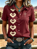 Women's Retro Western Faith Printed Casual Shirt
