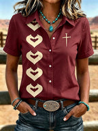 Women's Retro Western Faith Printed Casual Shirt