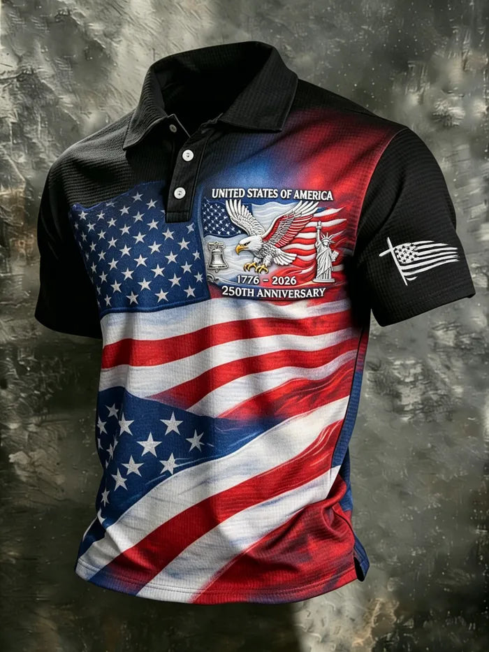 Men's casual waffle Patriot Polo