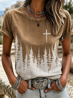 Women's Retro Forest Faith Casual T-shirt