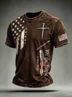 Men'S USA  Independence Day   Faith Art Printed T-Shirt