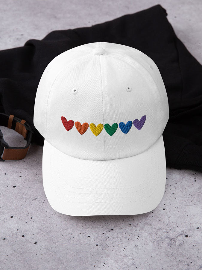 Unisex Rainbow Pride Hearts Hat