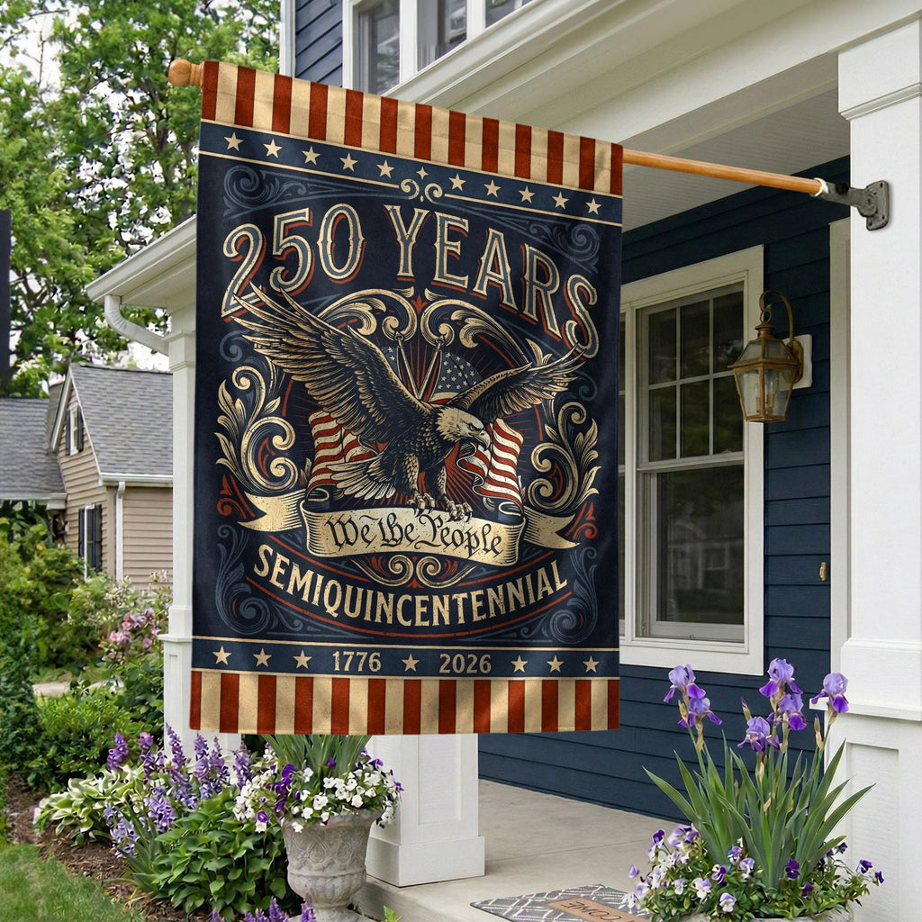USA 250Th Anniversary 1776–2026 House Flag – Retro We The People Bald