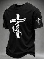 Men'S Faith Cross Christian Printed T-Shirt,