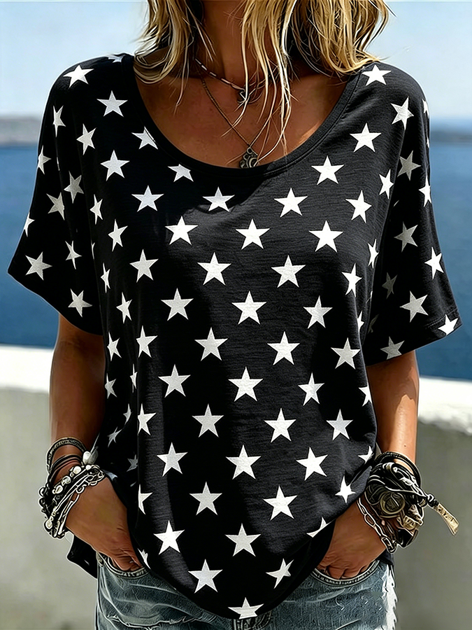 Women'S  America Flag Printed Casual T-Shirt