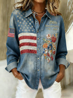 Women'S Casual American 250th Anniversary Commemorative Printed Shirt