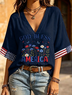 Women'S Retro Independence Day Flower Flag