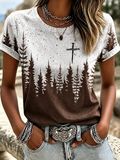 Women's Retro Forest Faith Casual T-shirt