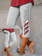 Women Star Capris Elastic Waist Pants Casual Summer Trousers