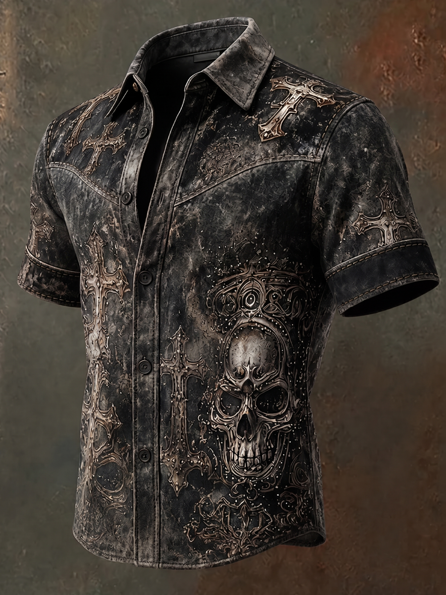 Men'S Western Style Ethnic Print Cross Shirt