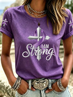 Women's I Am Strong Awareness Printed Casual T-shirt