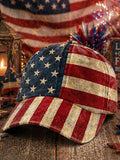 Unisex Retro American Flag Printed Baseball Cap