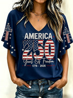 Women's USA 250th Anniversary Casual Printed Top