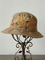 Floral Embroidery Print Vintage Fisherman Hat