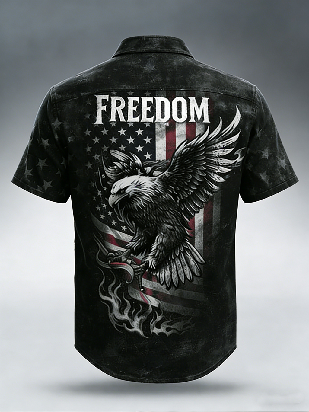Men'S Casual 250Th Anniversary Of The Founding Of The United States Printed Button Down Short Sleeved Shirt
