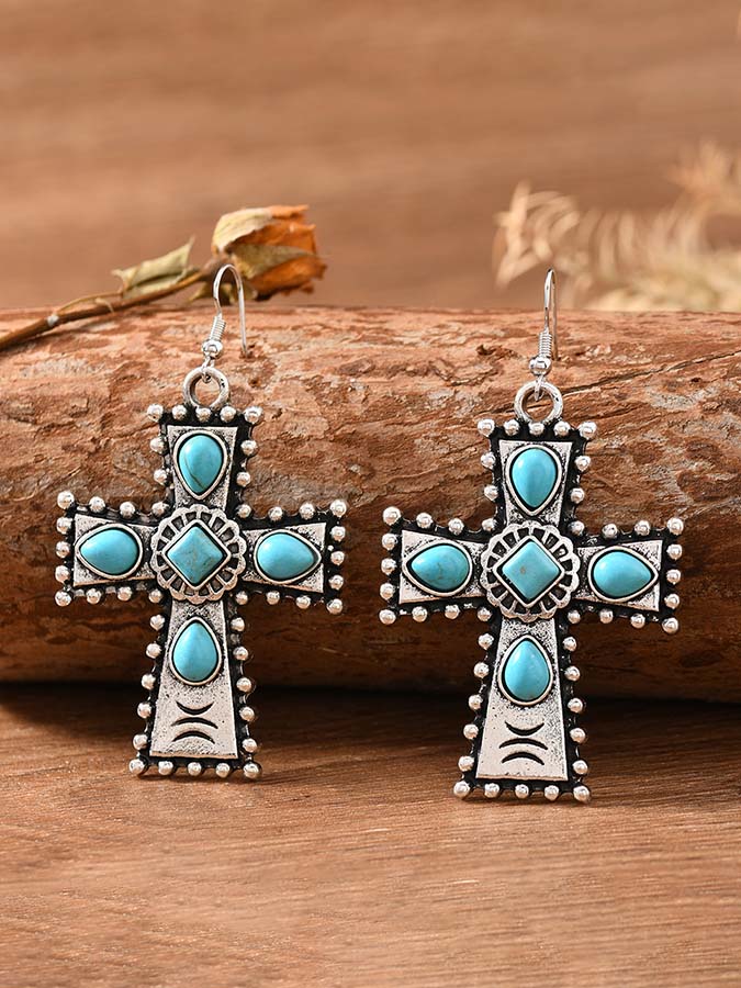 Turquoise Cross Earrings