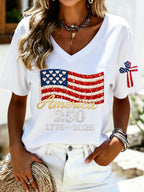 Women's Casual 250th Anniversary Independence Day Printed T-shirt