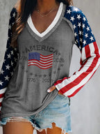 Ladies' Leisure 250Th Anniversary Celebration V-Neck Long Sleeved T-Shirt