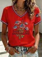 U.S. 250th Anniversary Rose Art Women's V-Neck T-Shirt