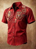 Men'S Western Style Ethnic Print Cross Shirt