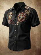 Men'S Western Style Ethnic Print Cross Shirt