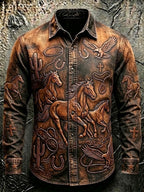 Men's Western-style Ethnic Print Long-Sleeved Shirt