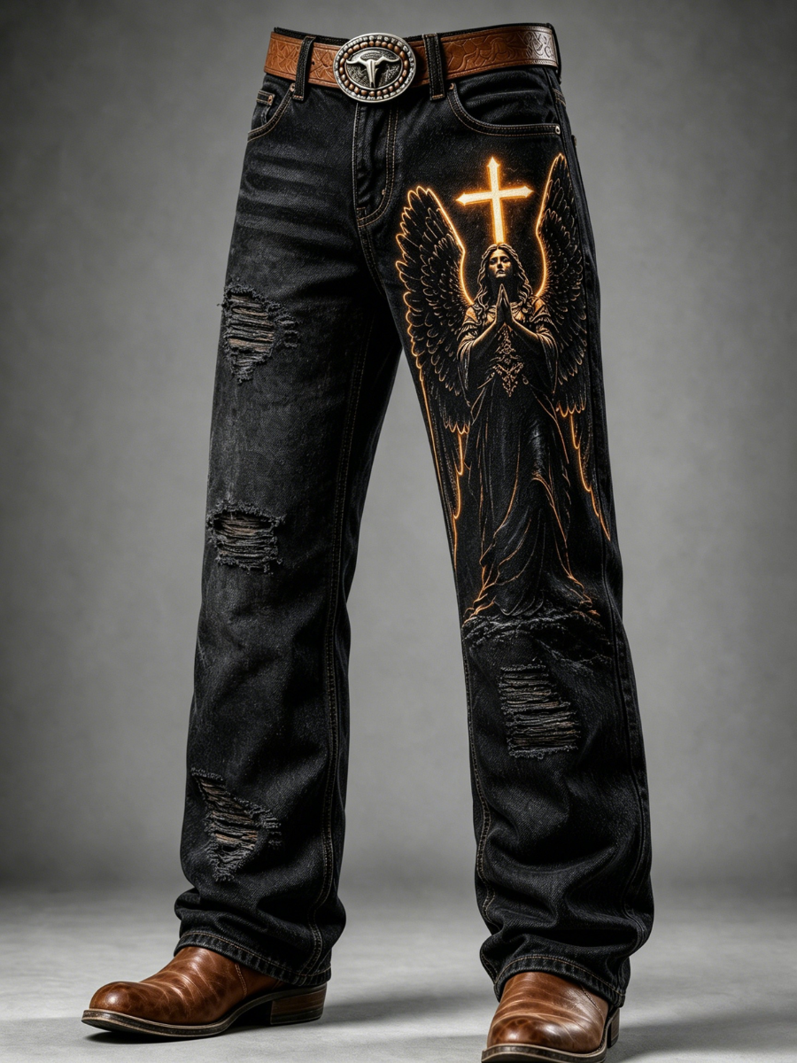 Men's Faith Printed Casual Jeans