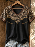 Women'S Retro Western Ethnic Art Printed V-Neck T-Shirt