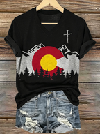 Women's Colorado Strong Print V Neck Top
