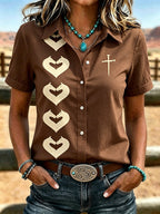 Women's Retro Western Faith Printed Casual Shirt